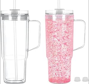 40 Oz Acrylic Snow Globe Tumbler with Handle