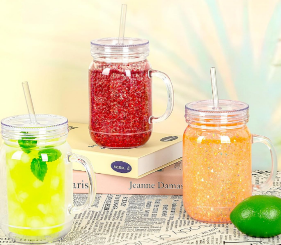 20 Oz Acrylic Snow Globe Tumbler with Handle